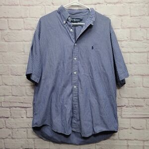 Ralph Lauren Blake Striped Button‎ Shirt Mens L Preppy Classic Skater Travel
